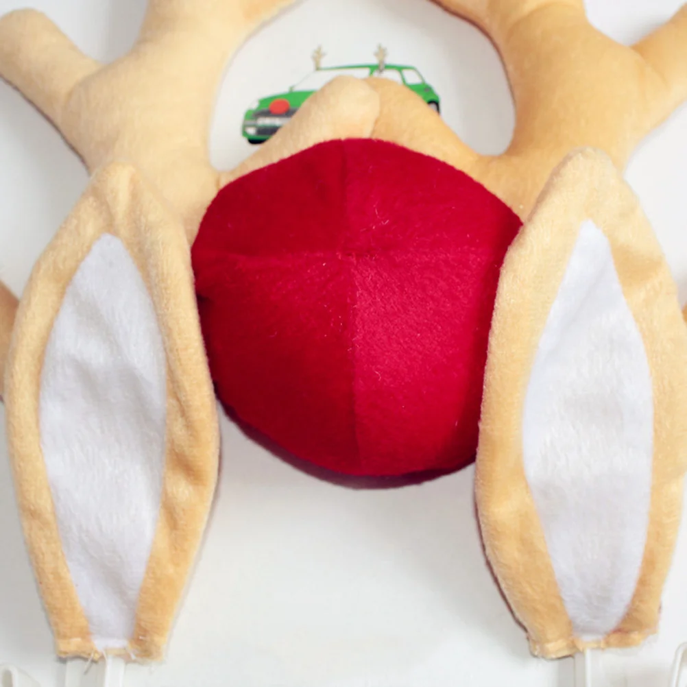 مجموعة زينة سيارة عيد الميلاد بتصميم قرون وأنف رائع لا حاجة إلى أدوات فكرة هدية لتزيين السيارة العصرية