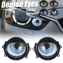 Luces de lente de ojos de diablo dinámicas para coche, Kits de modificación de Ojos de Control WIFI, montaje de faros, accesorios para automóviles, 3 pulgadas, 12v, nuevo, 2024