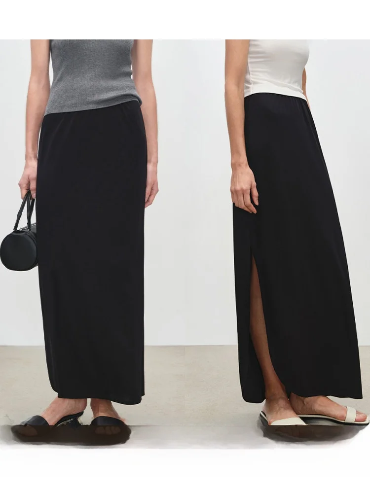 

Юбка MSBEAST High Densi Cool Sensation Tee из ацетата с асимметричным дизайном, изогнутым низом и боковым разрезом, утягивающая фигуру