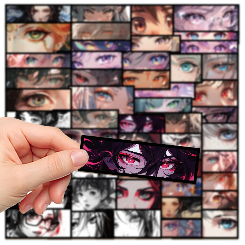 50 PCS Anime Eye Scratch Cover Sticker Universal Motorcycle Electric Bike Motocross Off-Road ATV UTV Scooter Jet Ski Waterproof