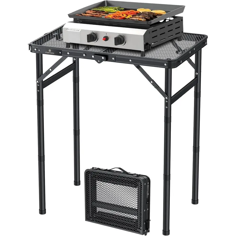 

Регулируемый по высоте портативный стол для кемпинга, легкий металлический, подходит для пикника, барбекю, 23x16, черный