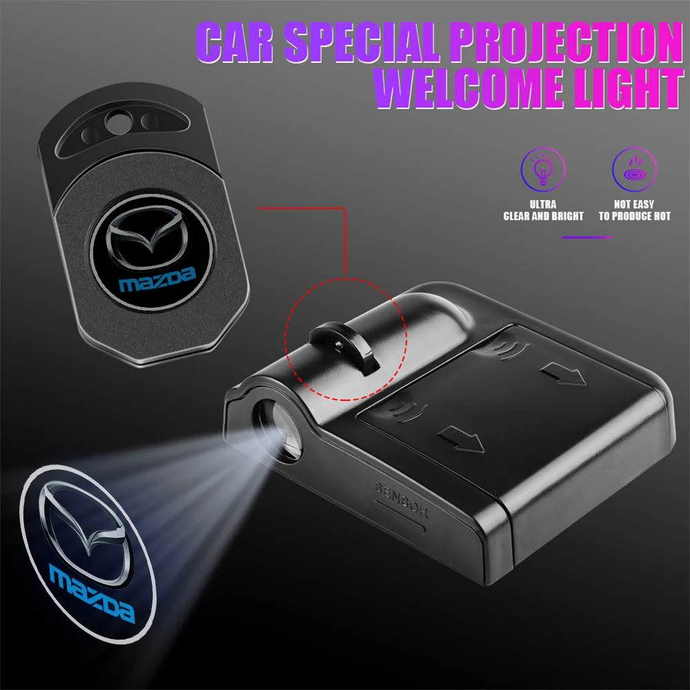 2PCS 3D Car HD Door Welcome Light Led Projector Lamp For Mazda 2 3 5 6 7 Axela CX5 CX3 CX4 CX8 CX30 CX9 Atenza Demio RX7 MPS MS