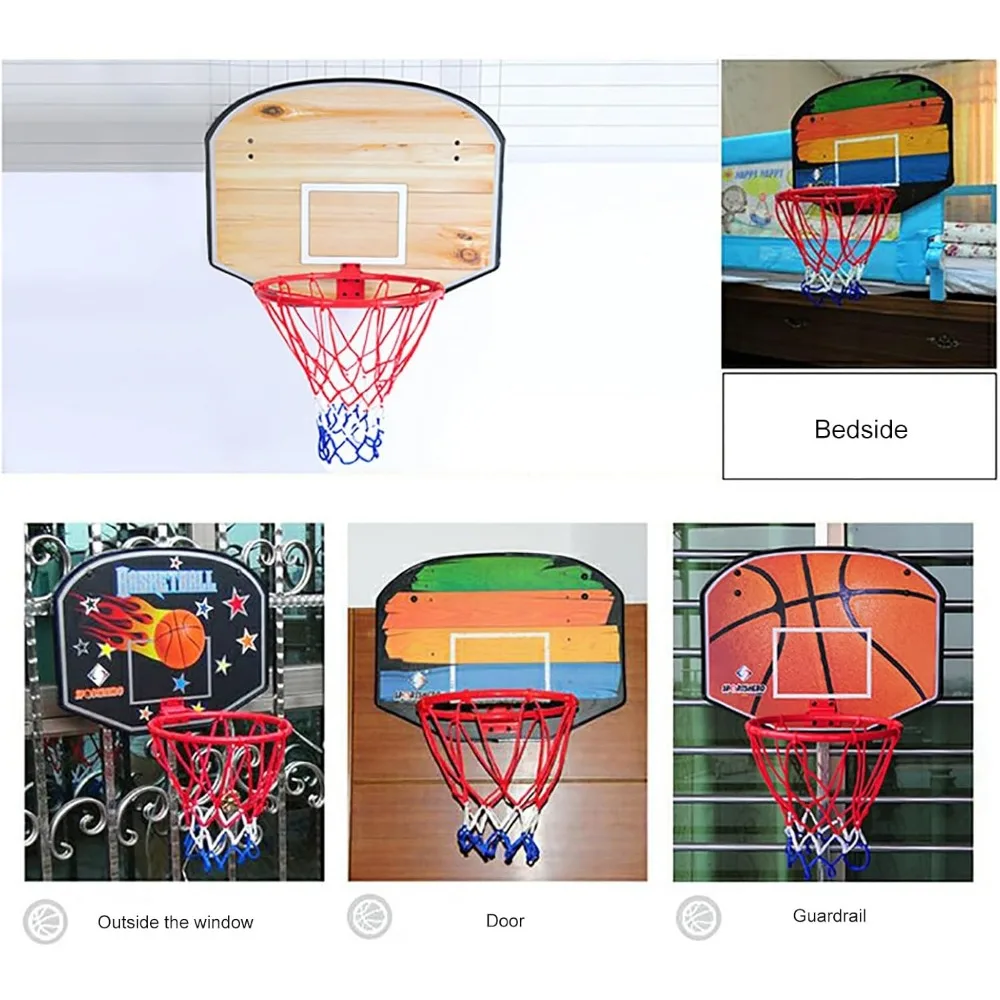 Indoor-Basketballkorb mit Holzrückwand und 17-Zoll-Stahlrand für Jugendliche und Erwachsene – ideale hängende Gartenausrüstung