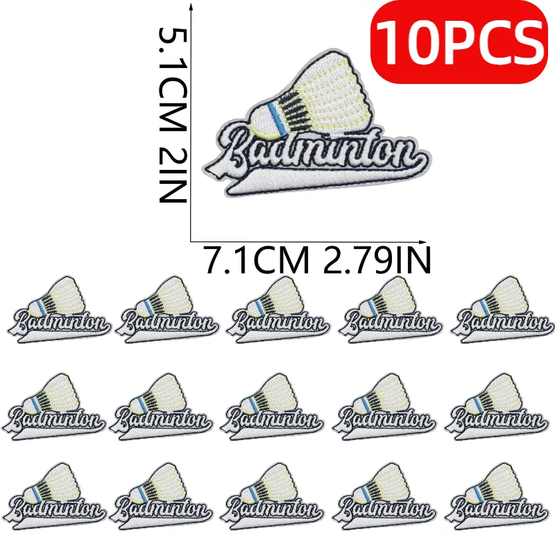10/12PCS Lots/set of Badminton Theme Embroidery Cloth Patches Cat Badminton Sewing Patch DIY Decorative Ironing Bag/hat/cloth