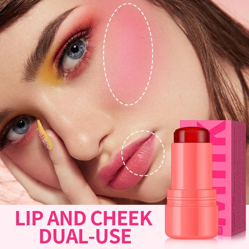 Jelly Lipstick Rouge Blush Stick 3-in-1 Korean Milk Makeup WOMEN Lip Gloss Eye Cheek Moisturizing Natural Lasting Contour Stick