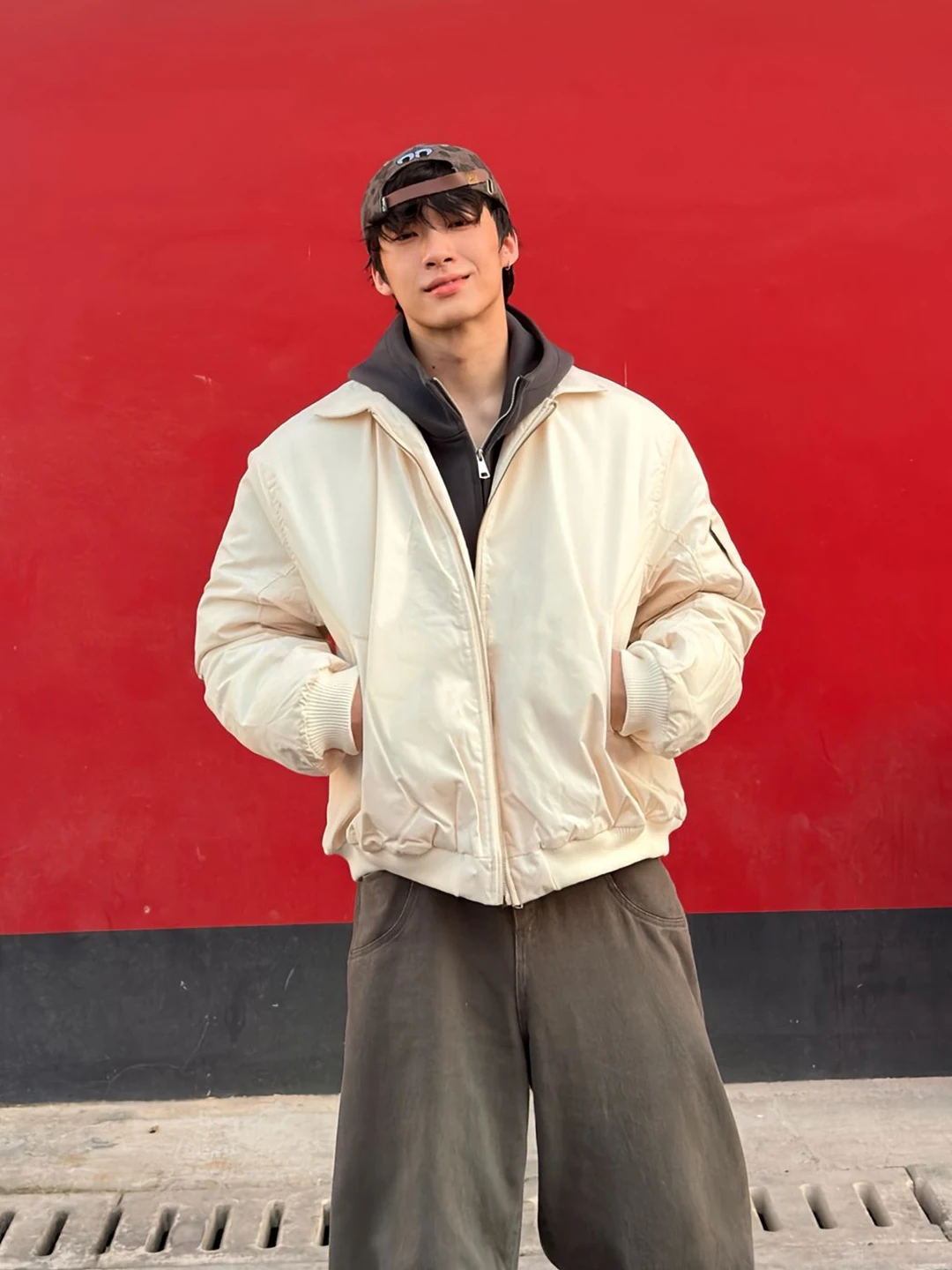 Khaki MA1 Flight Jacket Cotton Workwear Men's Autumn Winter Cleanfit Baseball Style Thickened Short Coat Standard Fit Long Sl...