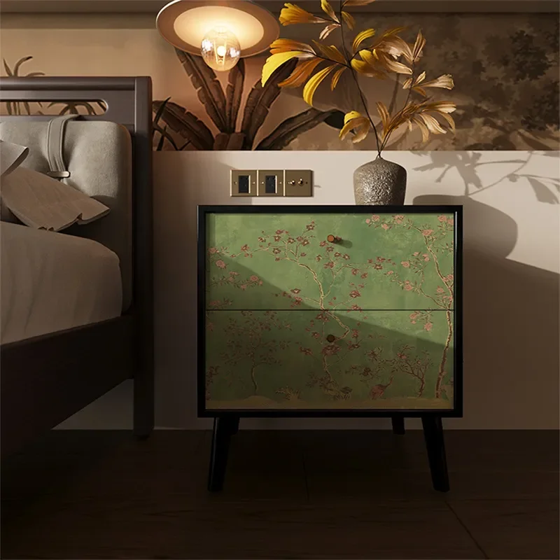 Retro Solid Wood Bedside Table No Assembly Wall Mounted Drawer Nightstand Sofa Side Cabinet Bedroom Storage Locker