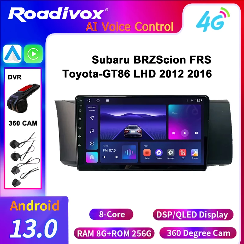 

Carplay Android Auto Head 360 CAM Car Stereo Radio For Subaru BRZScion FRS Toyota-GT86 LHD 2012 2016Multimedia Player GPS