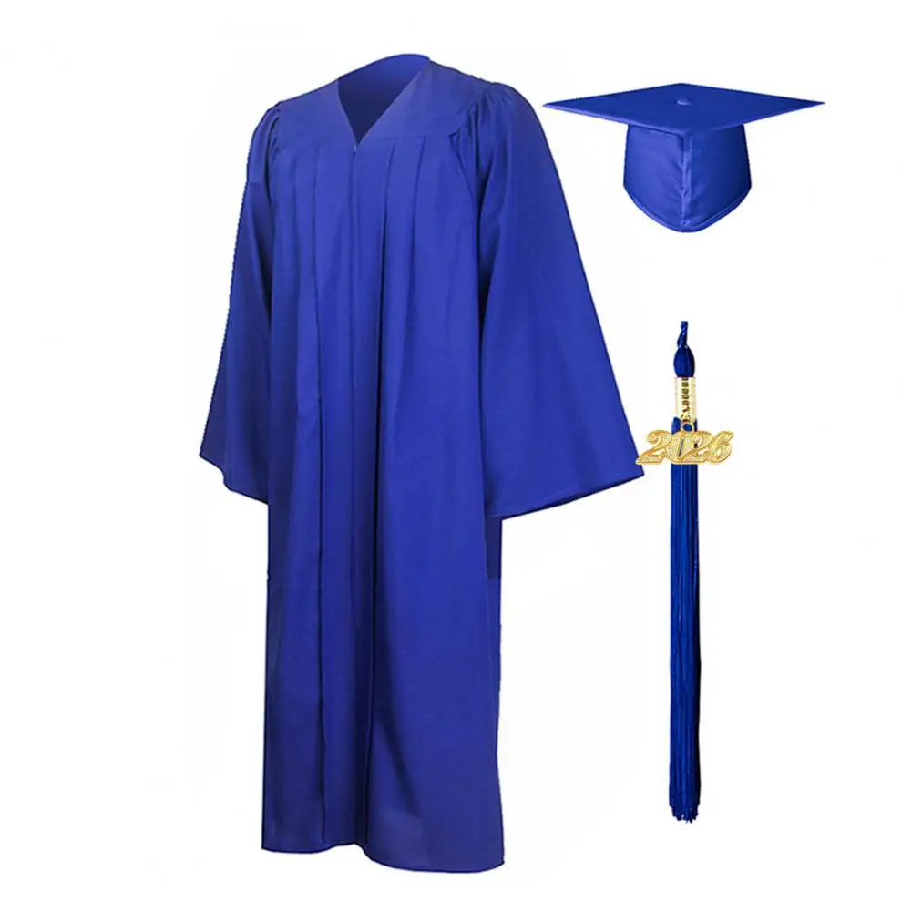 Conjunto de boné de vestido de formatura unissex com pingente de borla de 2026 anos para ensino médio, ensino médio, universitário, uniforme de formatura