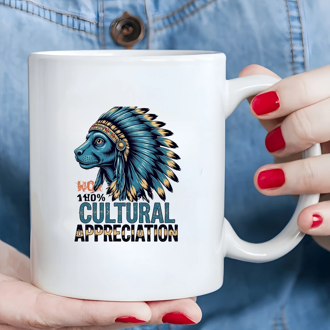 

11oz cartoon dog Indian feather print mug kids cold & hot beverage cup Christmas family office gift