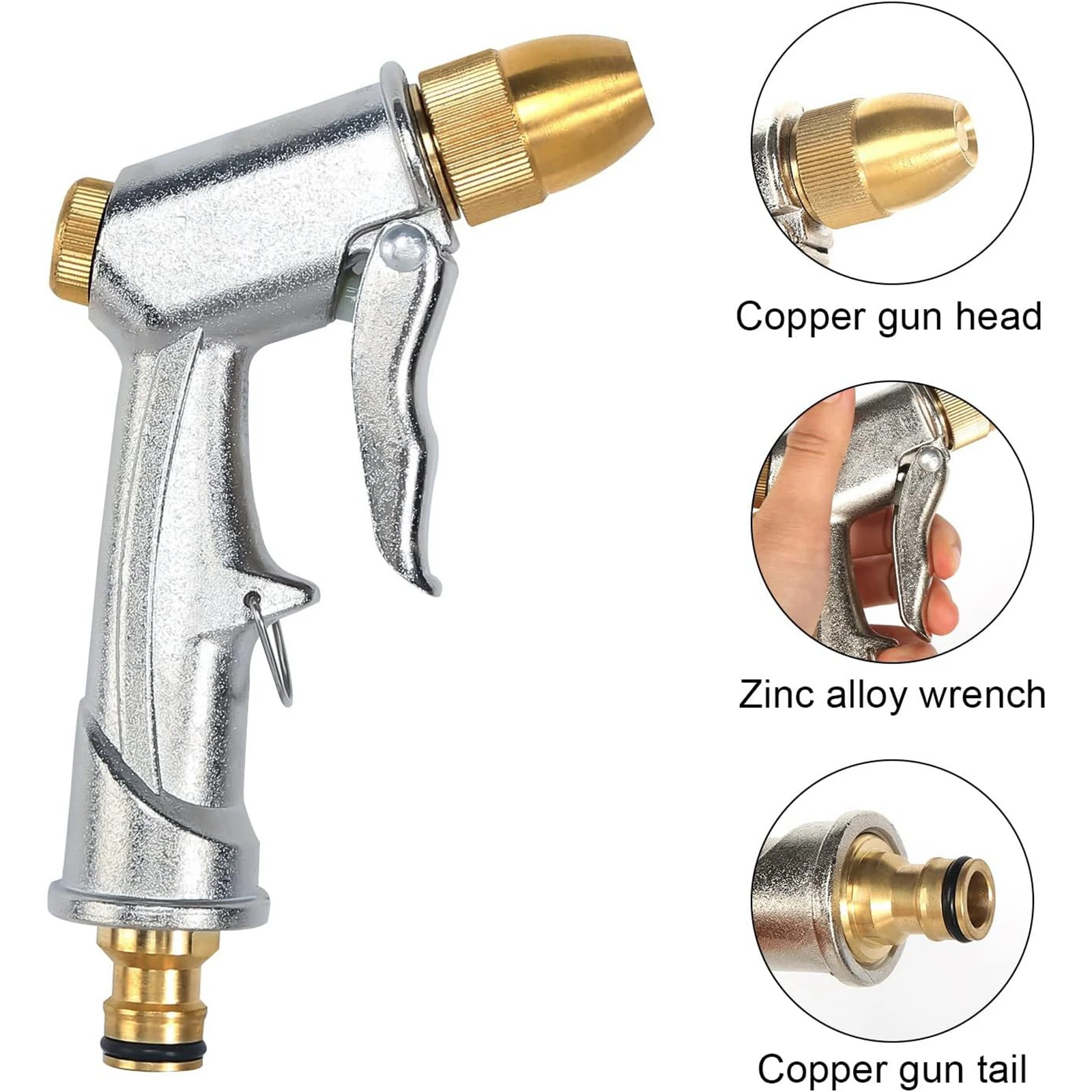 

Garden Water Hose Spray Gun with Metal Nozzle High Pressure Spray Gun for Cars