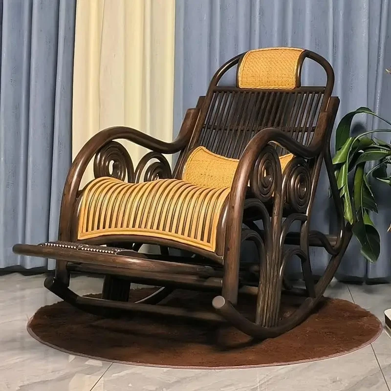 HXL rocking chair, real rattan leisure garden chair, living room recliner