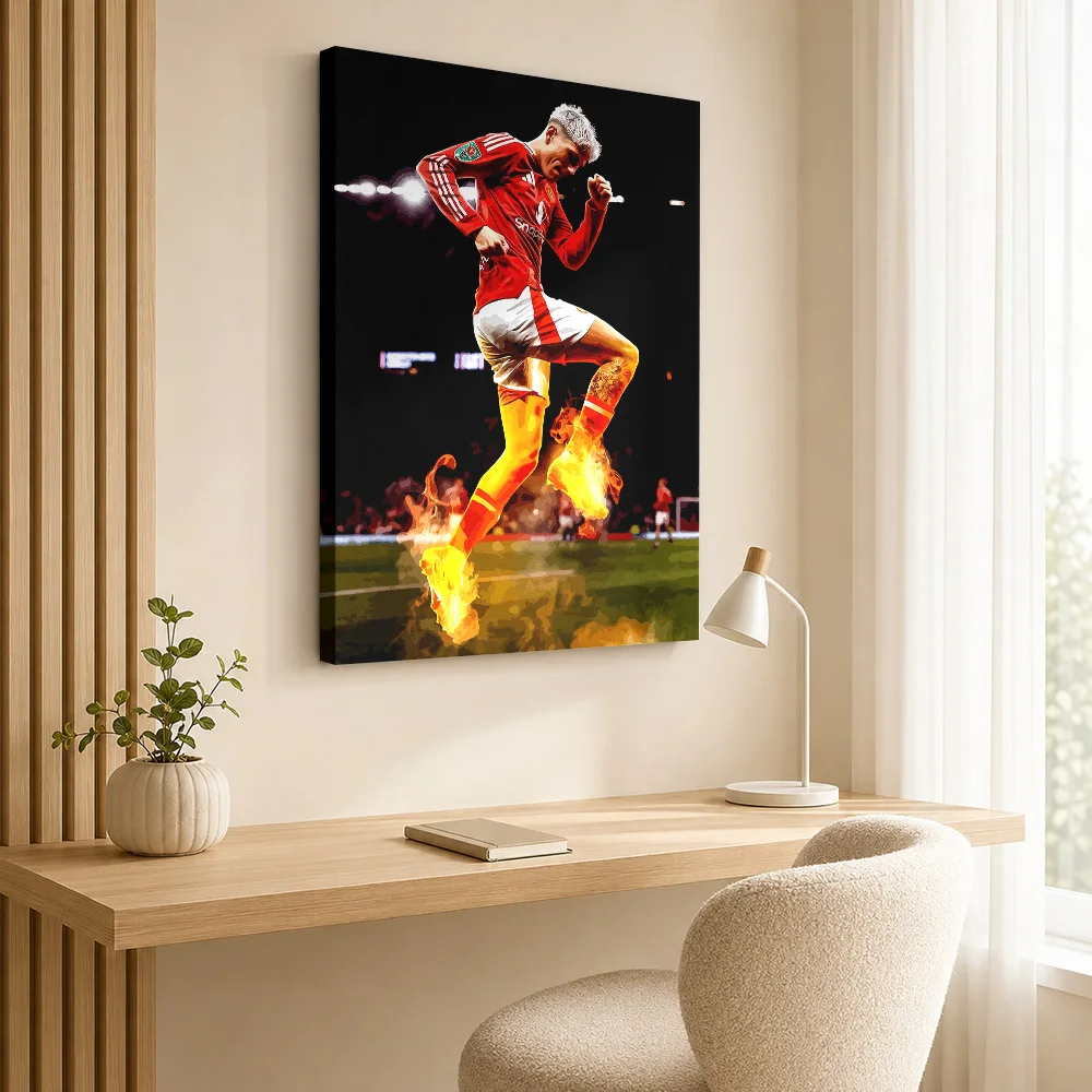 Alejandro Garnacho Canvas Painting Poster Custom Photo Sports Portrait Wall Art for Man Cave Decor Ready to Hang Gift for Fans