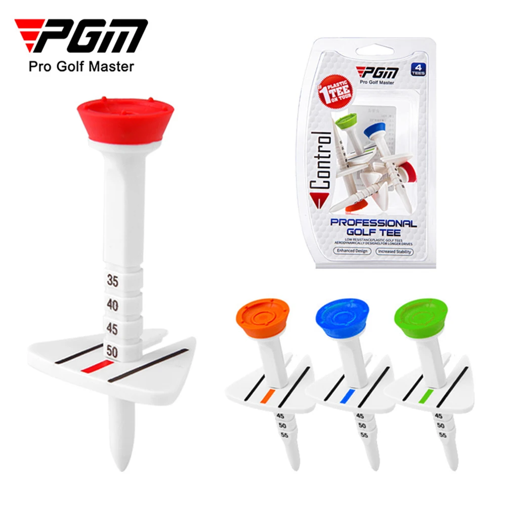 PGM Golf Tees Plastic Golf Tee Adjustable Limit Aiming Assist 77mm 4pcs/box Golf Ball Holder Golf Accecories Golfer Gift