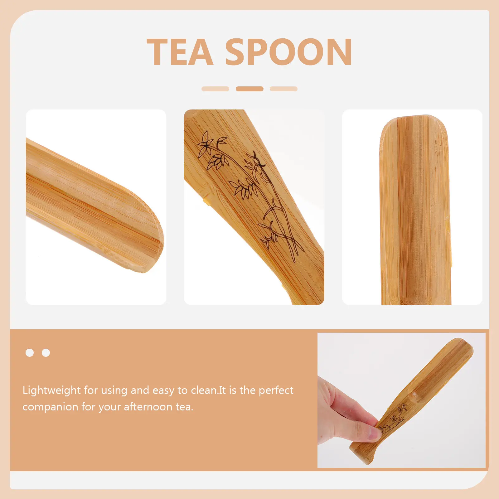 Bamboo Tea Spoon Fishtail Design Light Weight Rust Free Healthy Wooden Teaspoon Scoop for Afternoon Tea Coffee Flour Sugar Jar