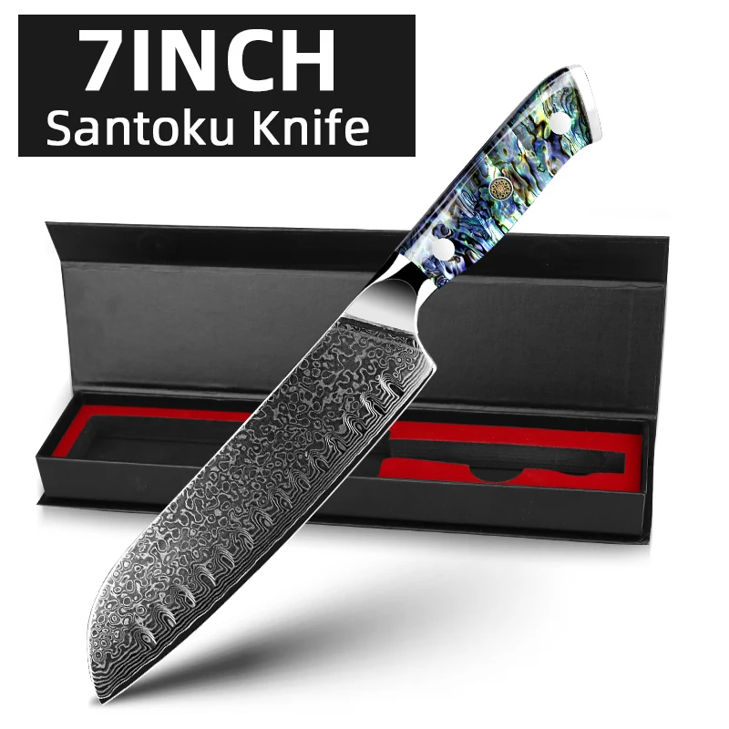 MYVIT Damaststahlmesser Kochmesser VG10 67-lagiges Hackmesser Schälbrotmesser Dauerhaft scharfer Abalone-Muschelgriff 5