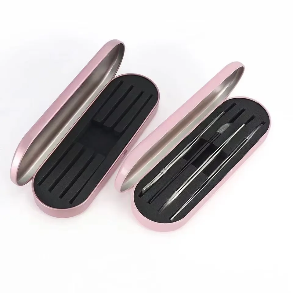 Professional Eyelash Extension Tweezers Storage Case 4 Slot Organizer with Anti-Rust Tray Portable Clamp Holder for Lash Arts