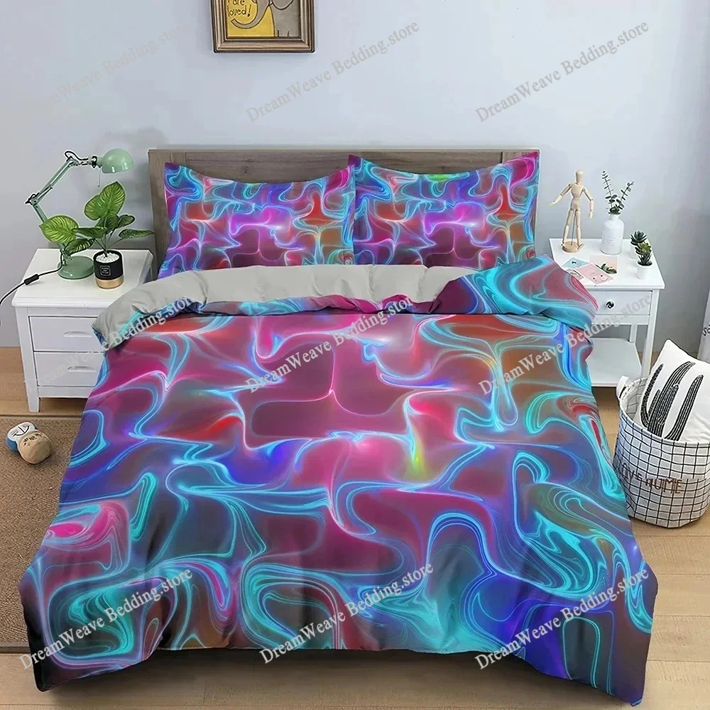 Abstract Duvet Cover Set King Microfiber Blue Psychedelic Bedding Set Queen Size Warped Space Theme Twin Comforter Cover963