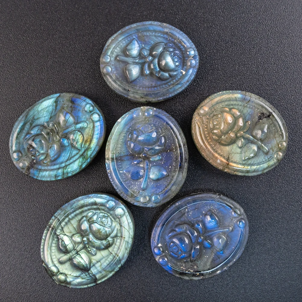 

Haute Joaillerie Component Carved Pendants 26X22X8MM Van Cleef Style Labradorite with Dual Flash for Jewelry Making Diy Necklace