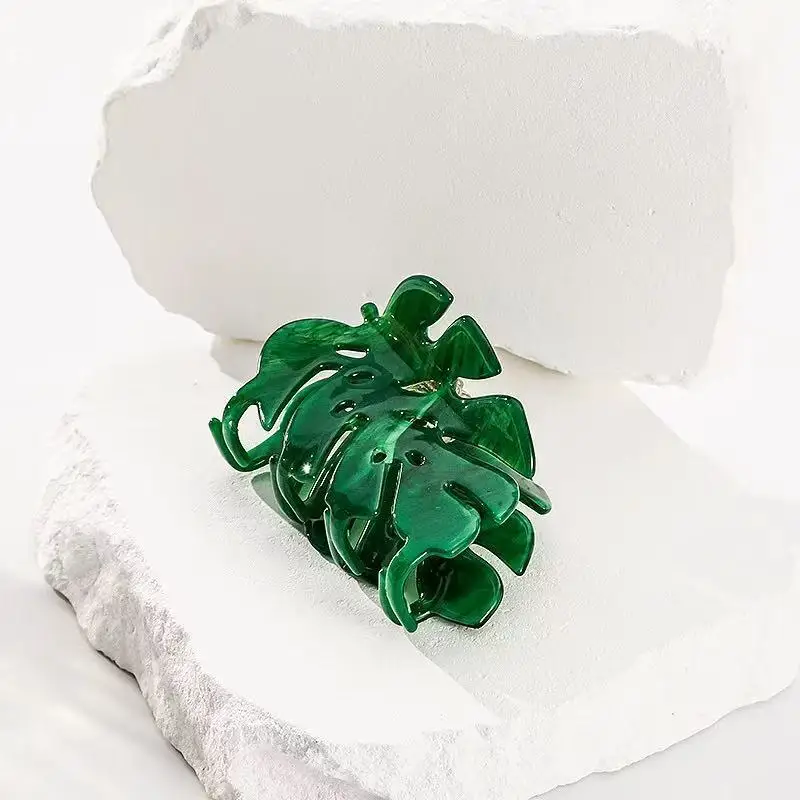 Women's Claw Clip New Hair Grabs Harajuku Hair Accessories Fashion Simple Casual Versatile Acetic Green Leaves Personalized Acid view 4
