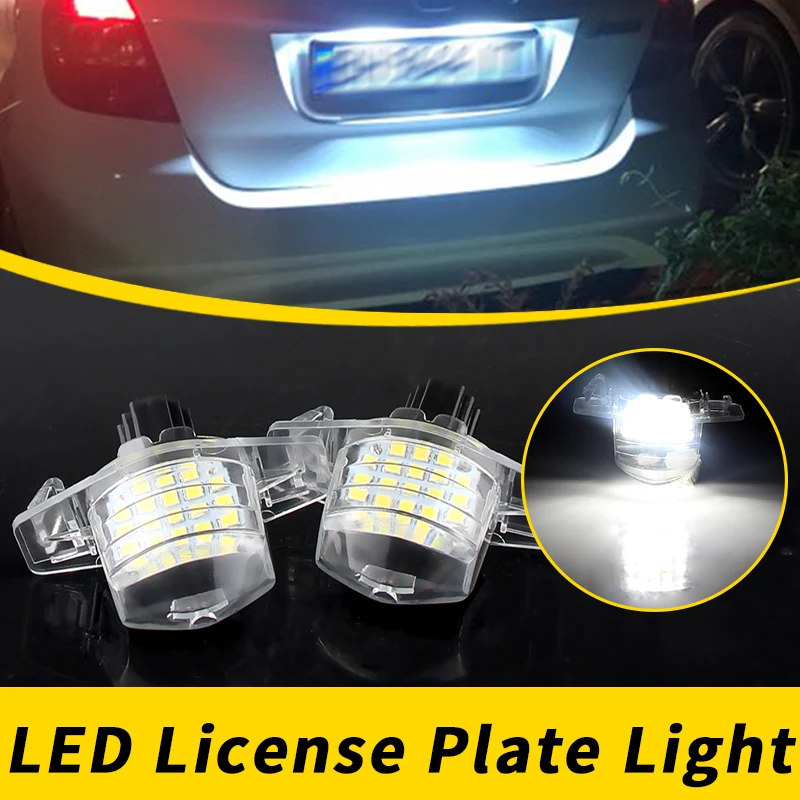 2pcs LED License Plate Lights Assembly for Honda Crv Fit Odyssey Jazz Hrv Frv CR-V Stream 12V SMD Number Lamp Xenon White 6000k