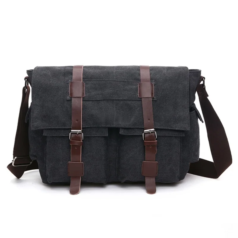 High Quality Men Business Messenger Bags Shoulder Bag Large Capacity Canvas Crossbody Pack Retro Casual Office Travel Bag New