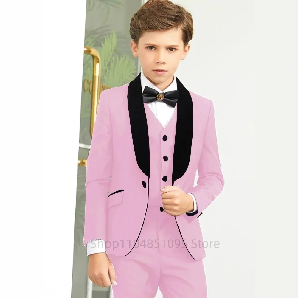 

Pink Boys' Suit for 2-18 Years Old Suit 3 Pcs Suit Set Formal Child Wedding Tuxedo Pants Vest Jackets Party Prom Stage Costumes