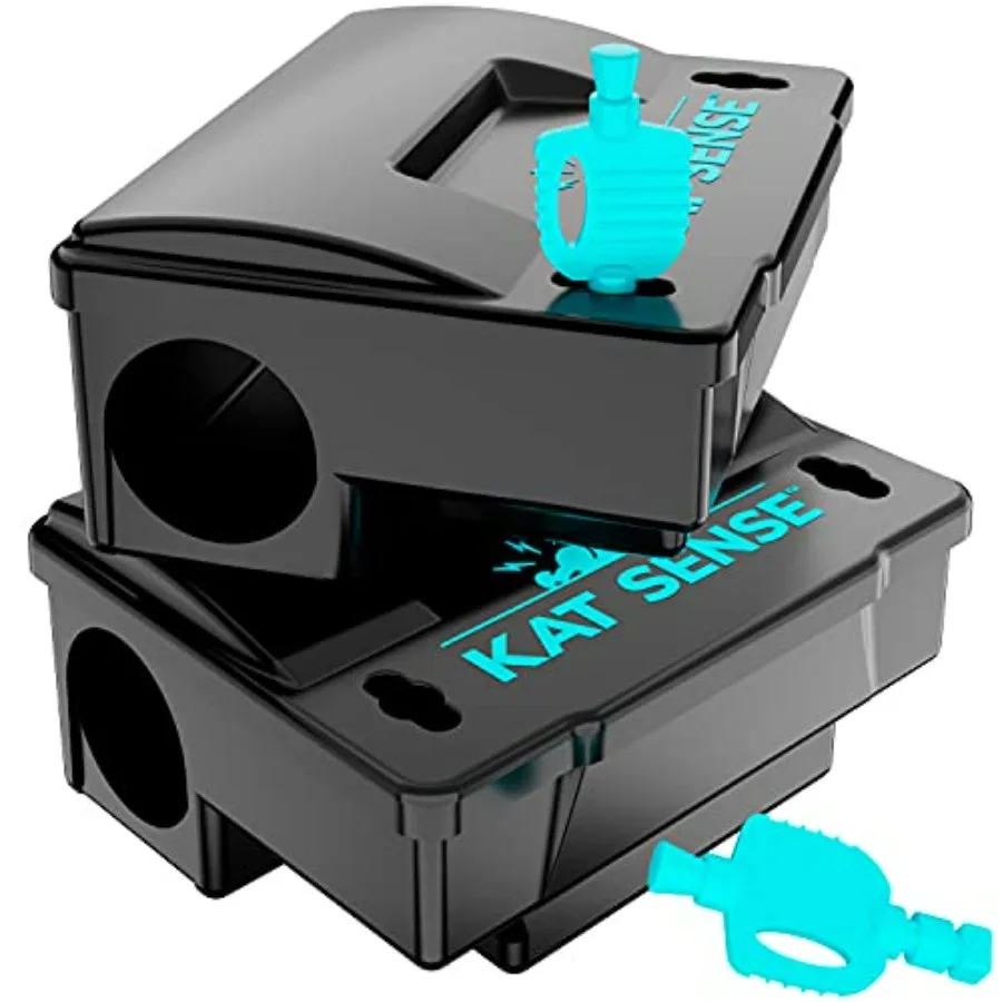 

Rat Bait Station Traps, Reusable Humane Rodent Box Against Mice Chipmunks N Squirrels That Work, Smart Tamper Proof Cage House