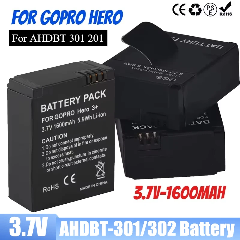 

Оригинальный аккумулятор AHDBT-301/302 для Gopro Hero 3 3+, аккумулятор для экшн-камеры 3,7 В, 1600 мАч, AHDBT 301 201, перезаряжаемые аксессуары