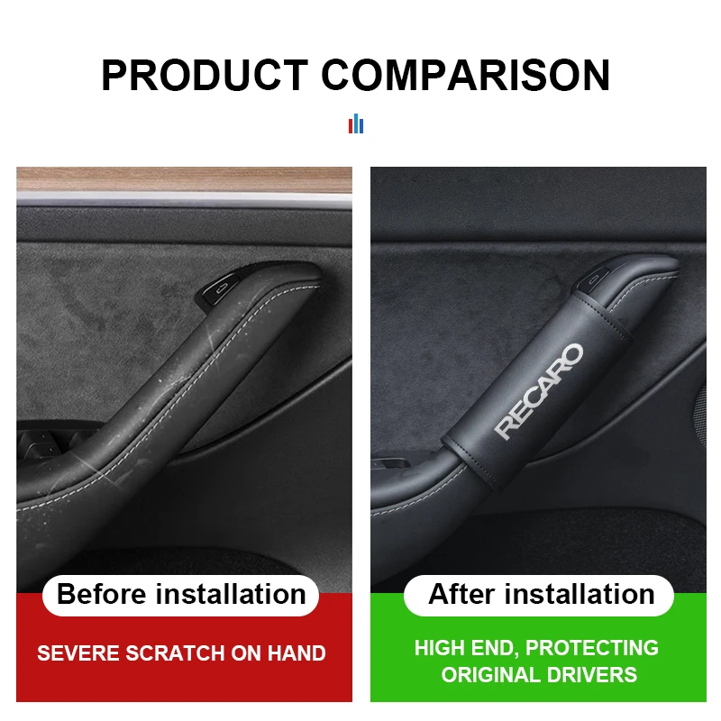 Leather Car Door Handle Protective Sleeve Auto Accessories For Recaro nan