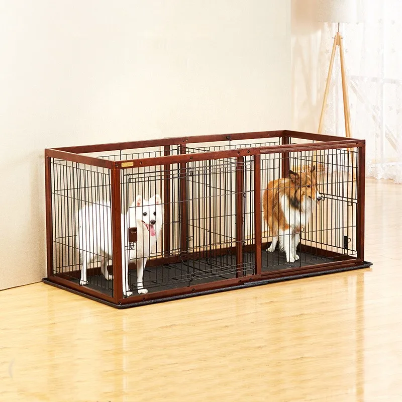 

Solid wood can be stretched to adjust the pet dog cage fence fence Mu Shiba dog large, small and medium-sized dog belt toilet