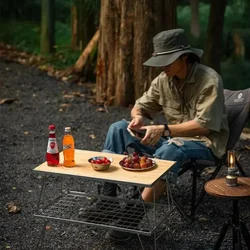 Składany stół piknikowy kempingowy Domowy stół siatkowy ze stali nierdzewnej Gotowanie herbaty Stoły do grillowania Prosty przenośny sprzęt outdoorowy