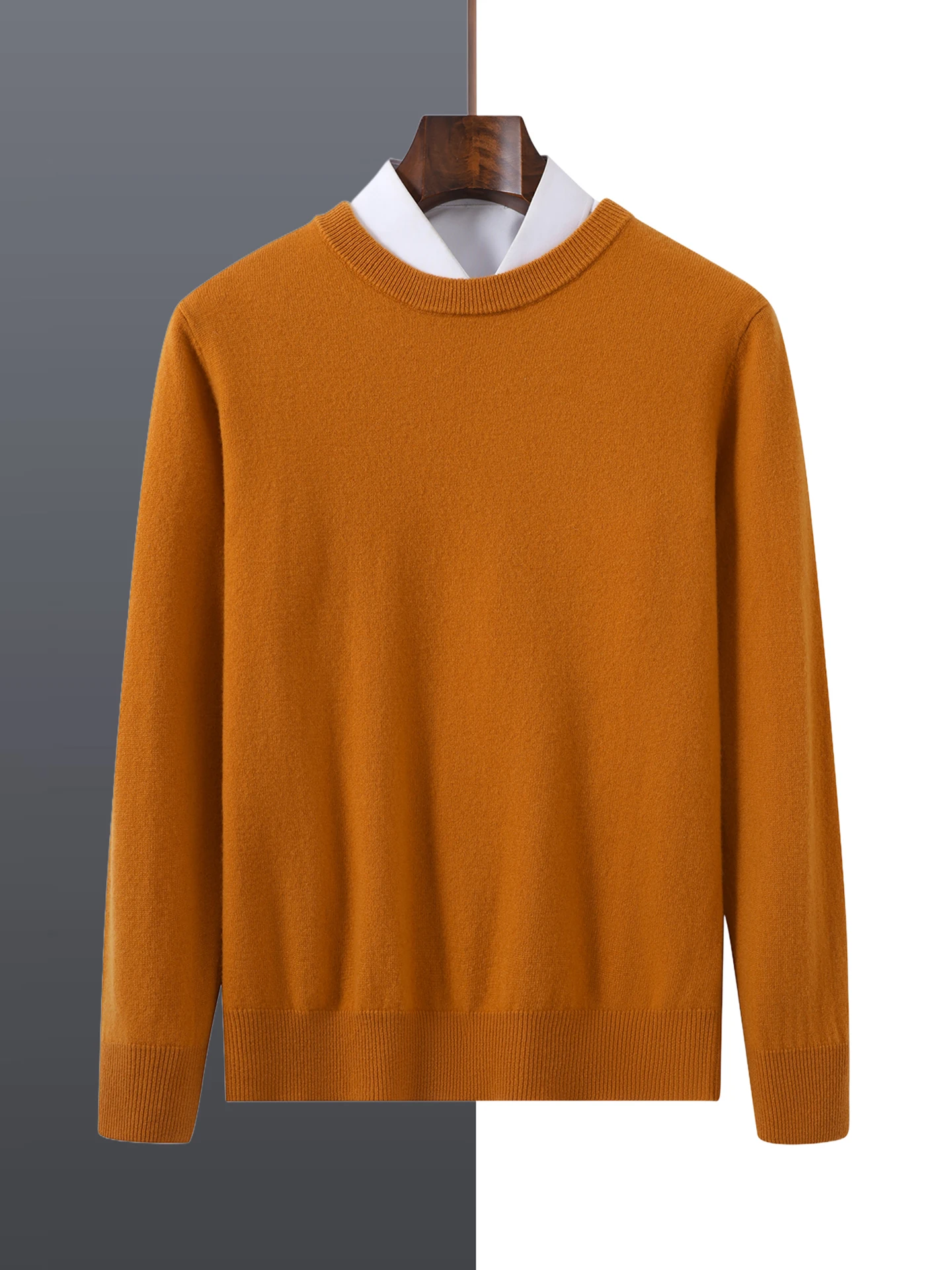 Basic 100% Merino Wool Men's Sweater Autumn Winter Male Knitted Pullover Long Sleeve Clothing Tops Cashmere Blouse O-Neck Fleece