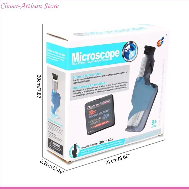 E06B Kids Handheld Microscoop met LED-licht 20x-60x Science Experiment for Children Outdoor Adventure Microscope Cadeau