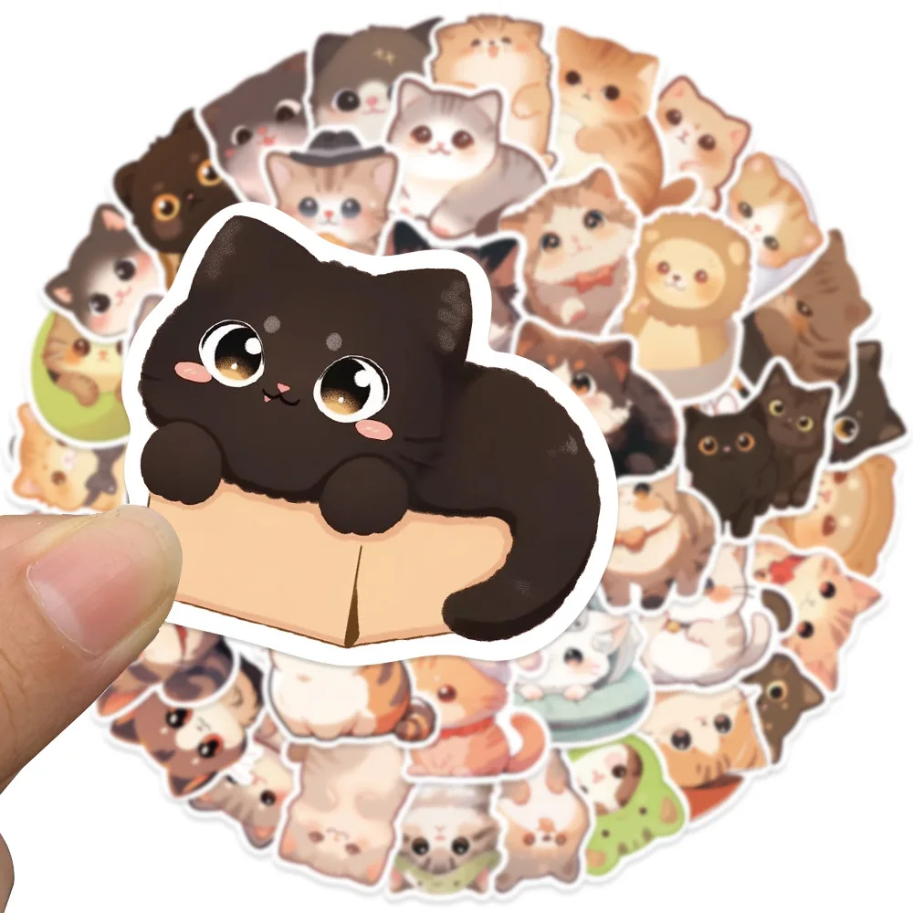 10/30/50Pcs Cartoon Cat Waterproof Graffiti Sticker Aesthetic Decorative Luggage Phone Laptop Guitar Scrapbook Kids Toy Stickers