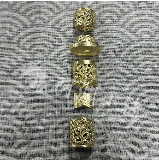 

DIY Bright Pure Brass Copper Set w/Curled Grass Pattern Short Sword Accessories Fittings Components