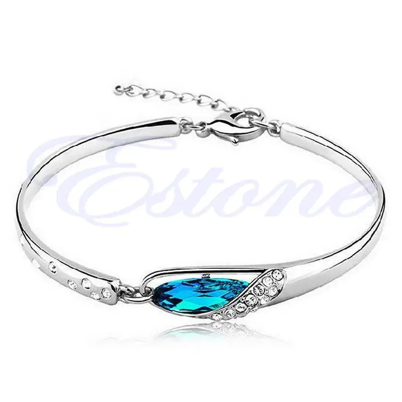 31BB Trendy Clear Crystal Design Bracelet Unique Metal Wristchain Girl Daily Jewelry