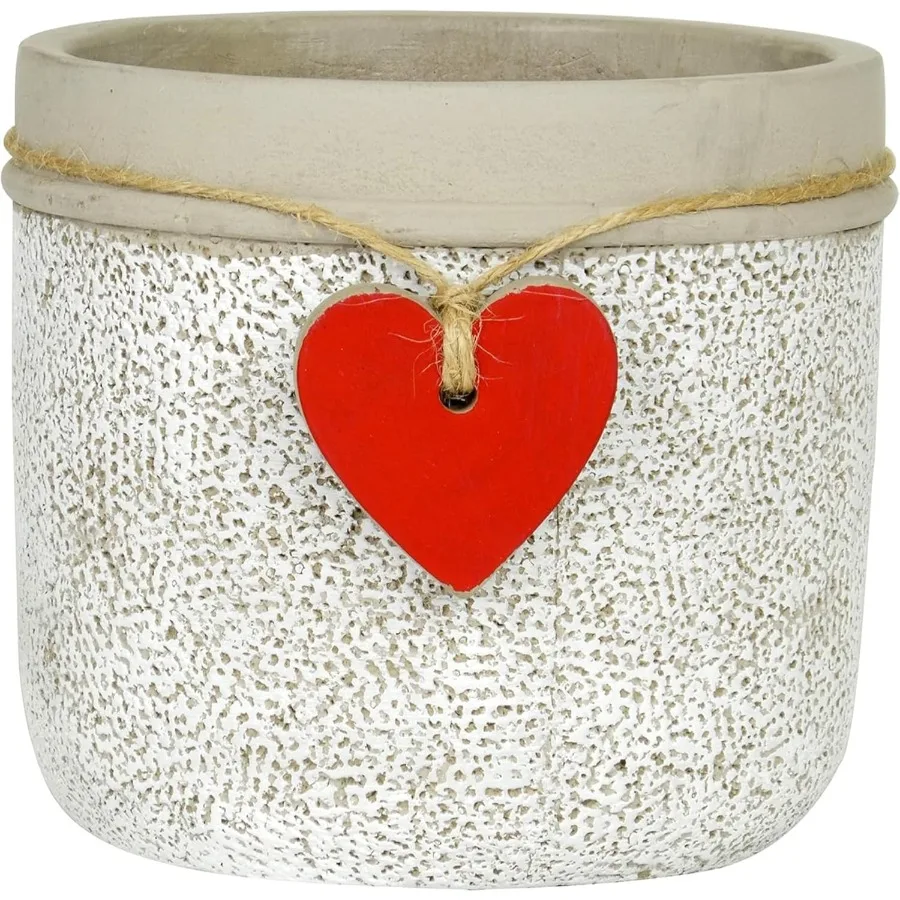 

Classic Home and Garden 210028P396 Heart Pot Planter Large Whitewash