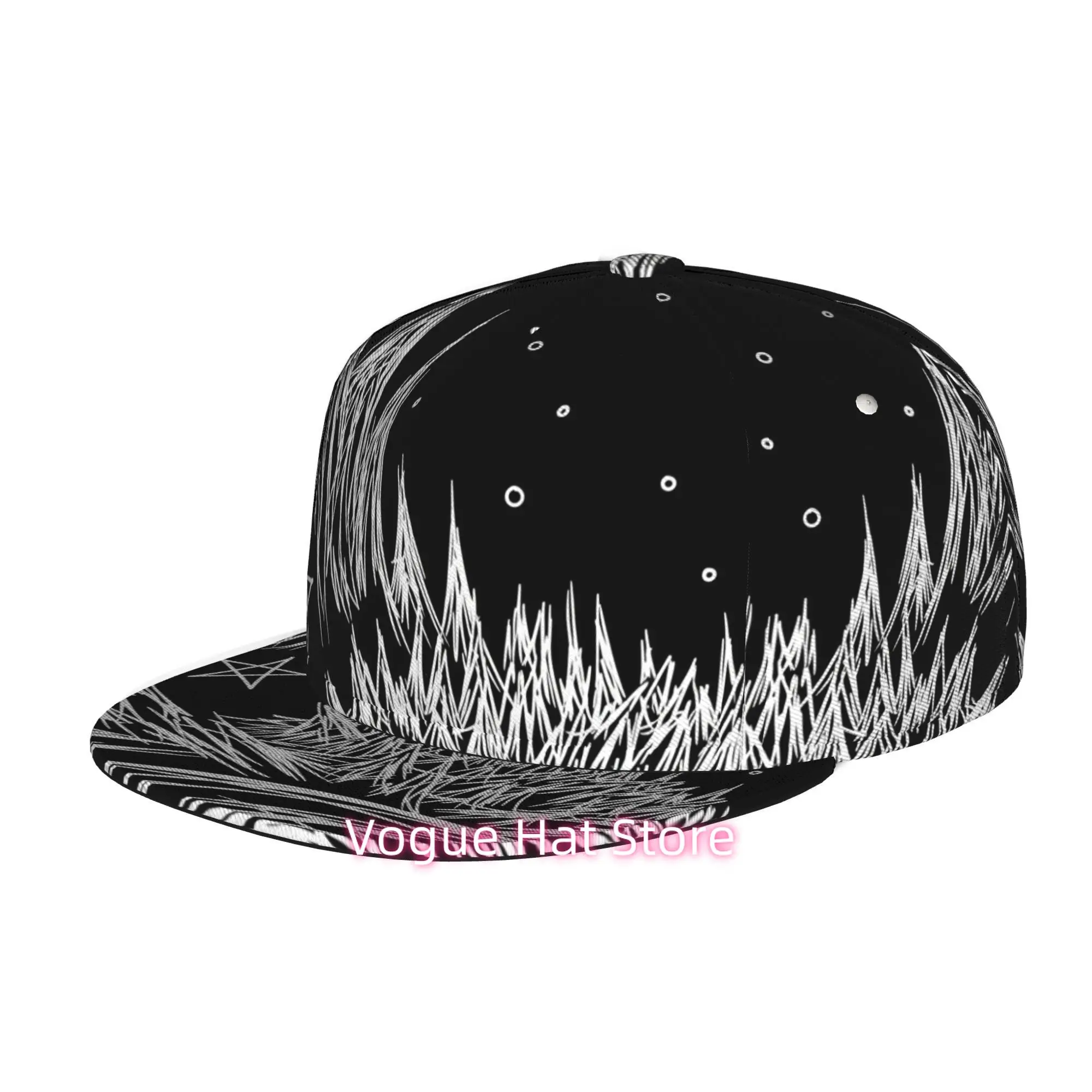 Men's and Women's Baseball Cap, Abstract Scribble Art with Stars Adjustable Snap-on Brim, Flat-top Design - Suitable for Casual