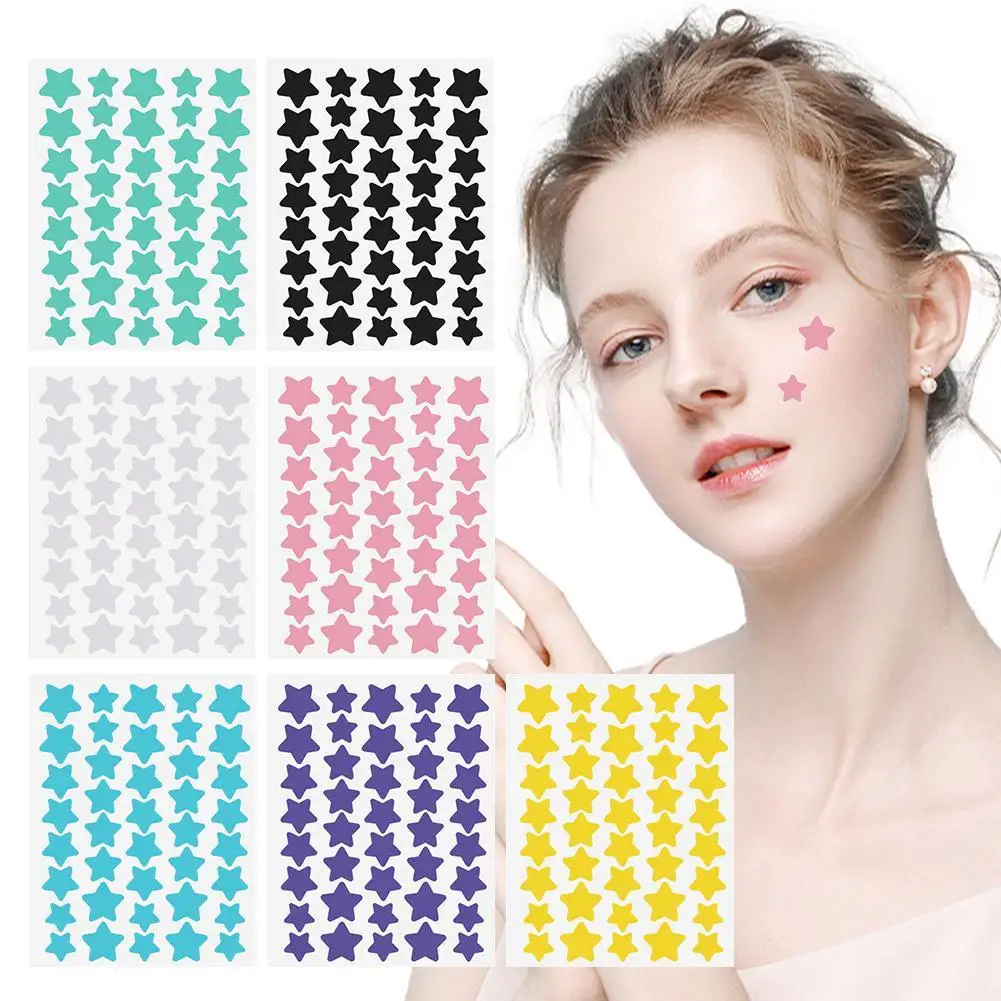 Coração bonito estrela em forma de acne tratamento adesivo, invisível acne cobrir remoção, espinha remendo, cuidados com a pele, colorido, 40pcs