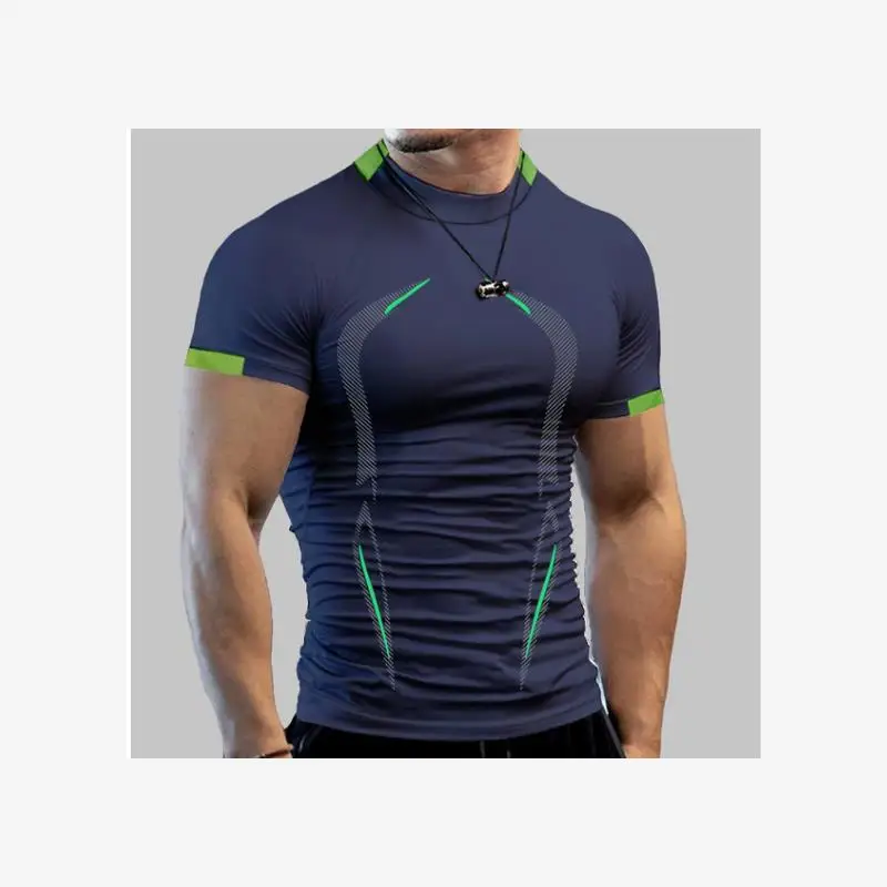 

Men's Fitn Training T-irt Breathable ort Sve Qui Dry Sportswear Faionable Summer Top Polyester Cotton Blend