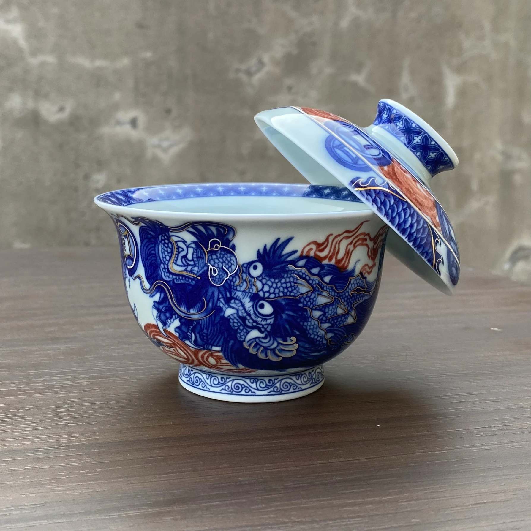 

Handmade Jingdezhen Seven Chengtang Longteng Fortune Glazed Red Ceramic Teacup Single Household Two Tea Brewing Bowl