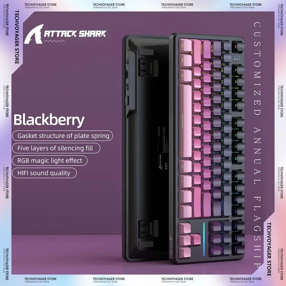 Attack Shark X87 Mechanical Keyboards RGB Optical Hot Plug Bluetooth Wireless Tri Mode Custom Gaming Keyboard PC E-sports Gifts