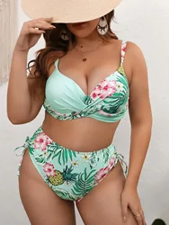 Nowy seksowny zestaw bikini z wysoką talią Duży kostium kąpielowy dla pulchnych kobiet Tankini Plus Size Stroje kąpielowe Patchwork Strój kąpielowy 2025 Mujer