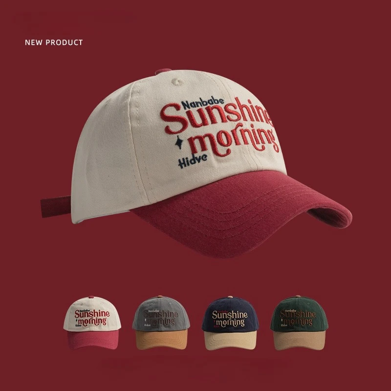 Korean hat female personality color matching student show face small cap wide brim soft top fashion parent-child baseball cap