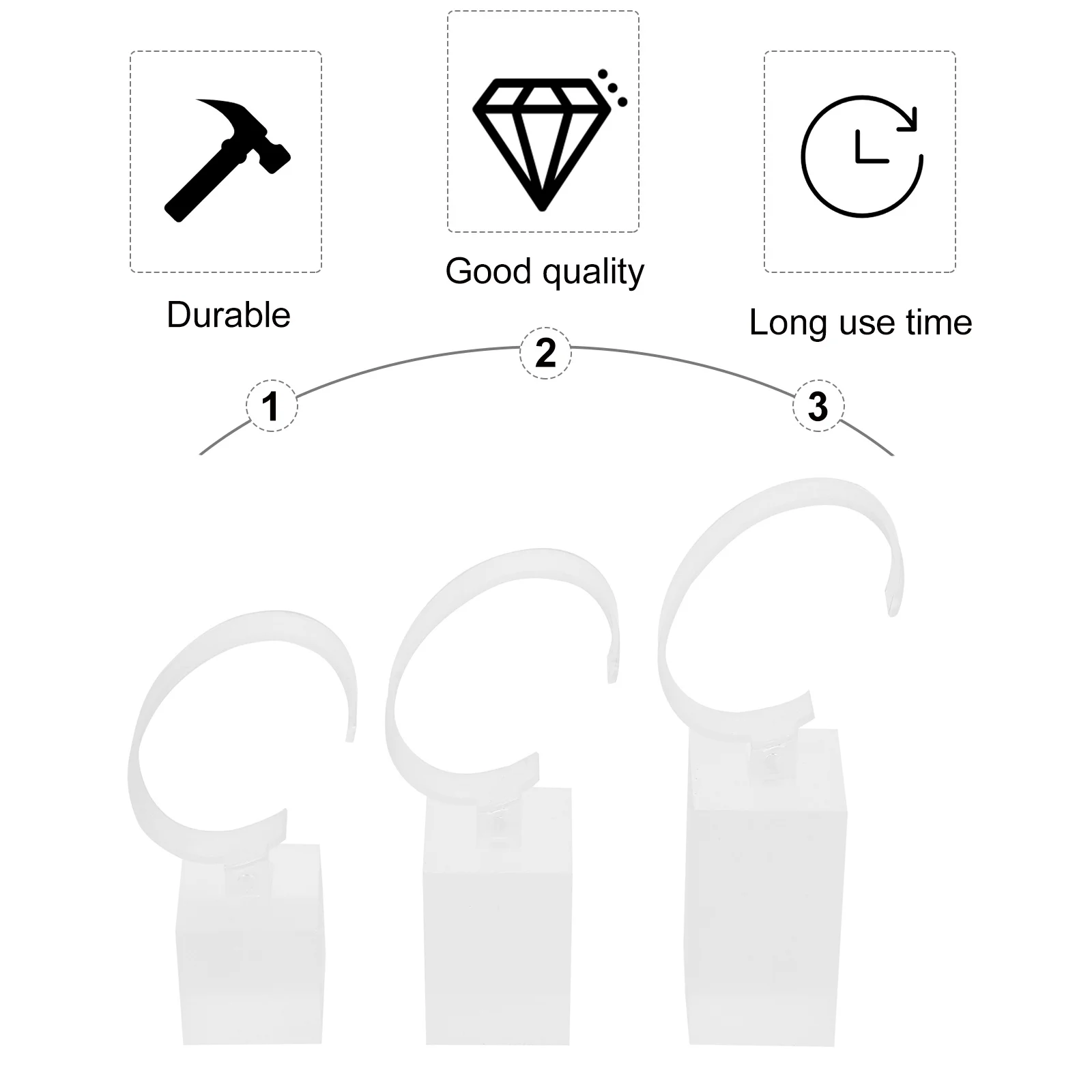 3pcs 3 Sizes Acrylic Base Watch Display Stand C Ring Holder For Bracelets Watches Jewelry Organizer Rack Protective Showcase