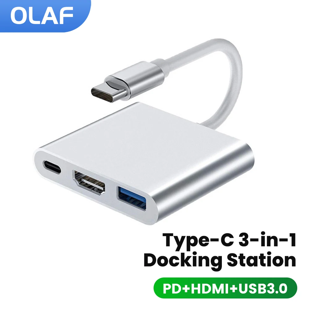 3 in 1 Type C HUB USB 3.0 Multi Splitter 4K HD PD100W Docking Station Adapter Extender For Huawei PC Laptop Macbook