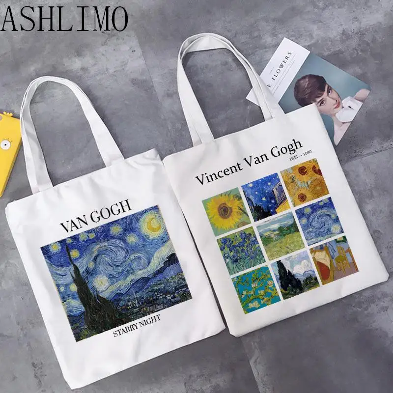 Van Gogh Painting Shopper Bag Harajuku Women Shopping Bag Canvas Shopper Bag Girl Tote Bag Shoulder Lady Bag