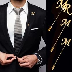 Acheerup Personalized Name Letters Men Brooch Stainless Steel Customized Logo Initials Lapel Pins Women Jewelry Accessories Gift