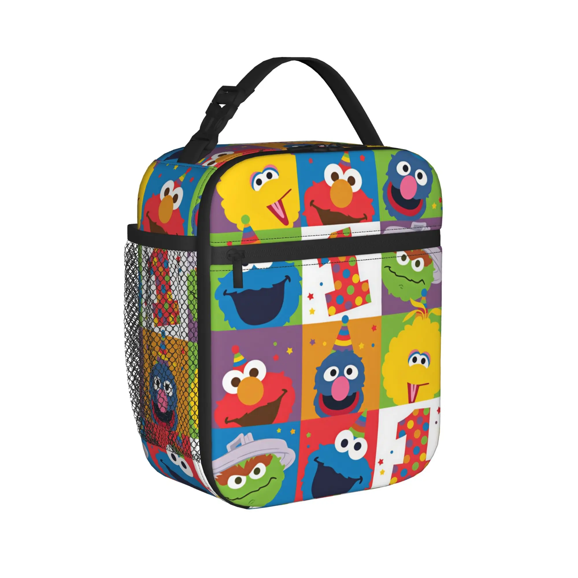 S-Sesames Streets Lunch Bag  Fashion Lunch Box For Unisex Outdoor Picnic Portable Cooler Bag Waterproof Print Tote Food Bags